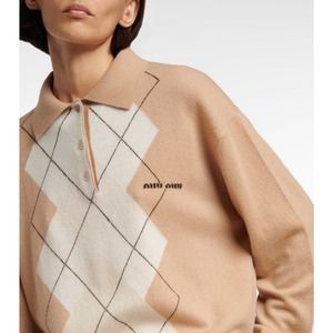NWT Miu Miu Intarsia cashmere polo shirt